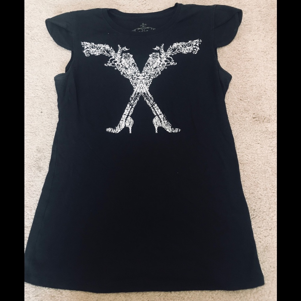Women T Shirt with Ruffled Shoulders.